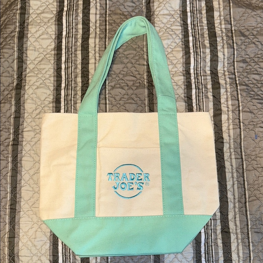 Trader Joe’s Mini Pastel Mint Green Canvas Tote Bag